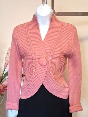 High Quality Knit Shrug Cardigan Sweater - Soft Spring Fall Knitwear - Pink 6